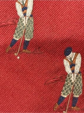Red Golf Motif Silk Tie - Classic Men’s Accessory Versatile Casual Luxury Sporty